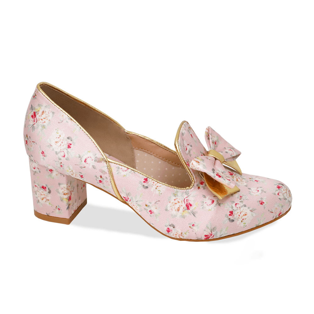 Pump Média Antoniette Vegan Cetim Epoque Rosa - Lolita Pimenta