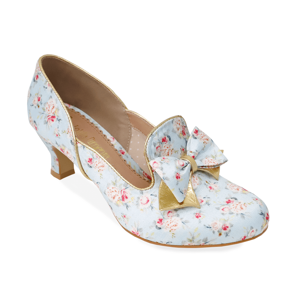 Pump Midi Antoniette Vegan Cetim Epoque Azul - Lolita Pimenta