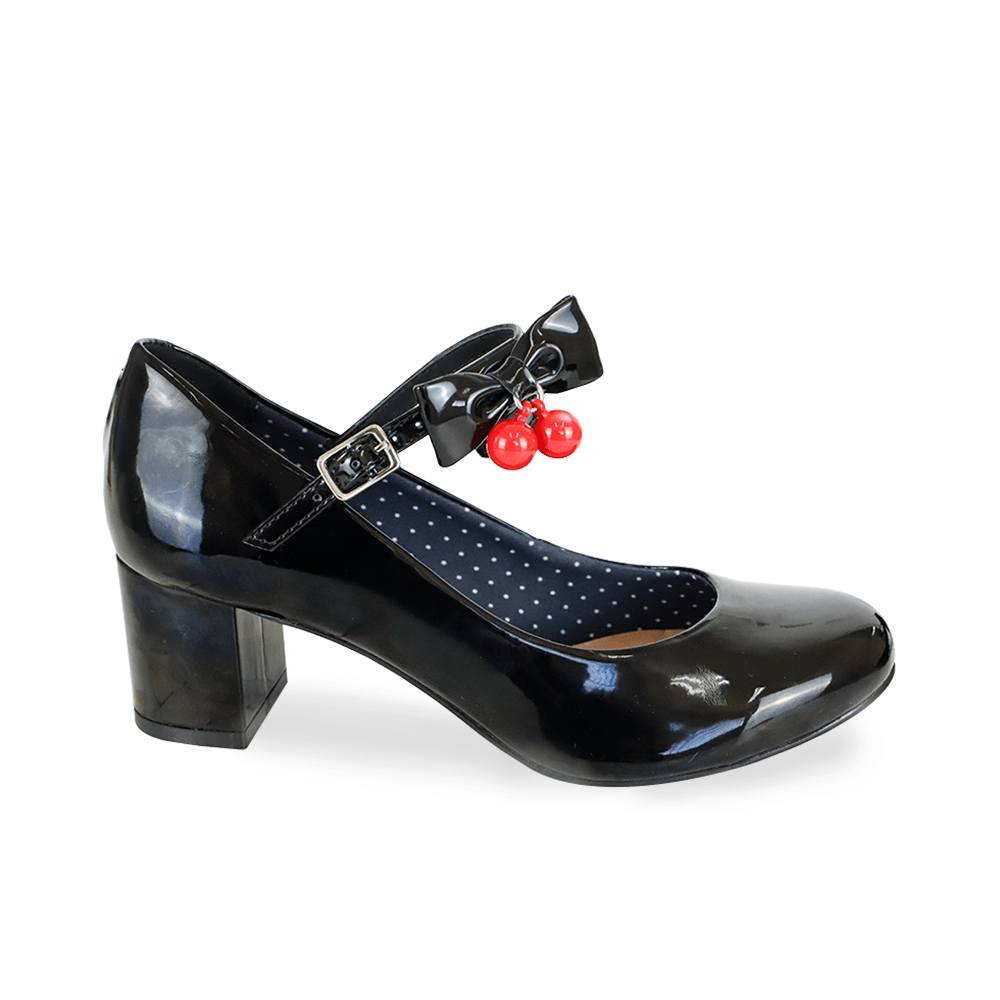 Pump Média Alice Cherry Vegan Verniz Preto - Lolita Pimenta