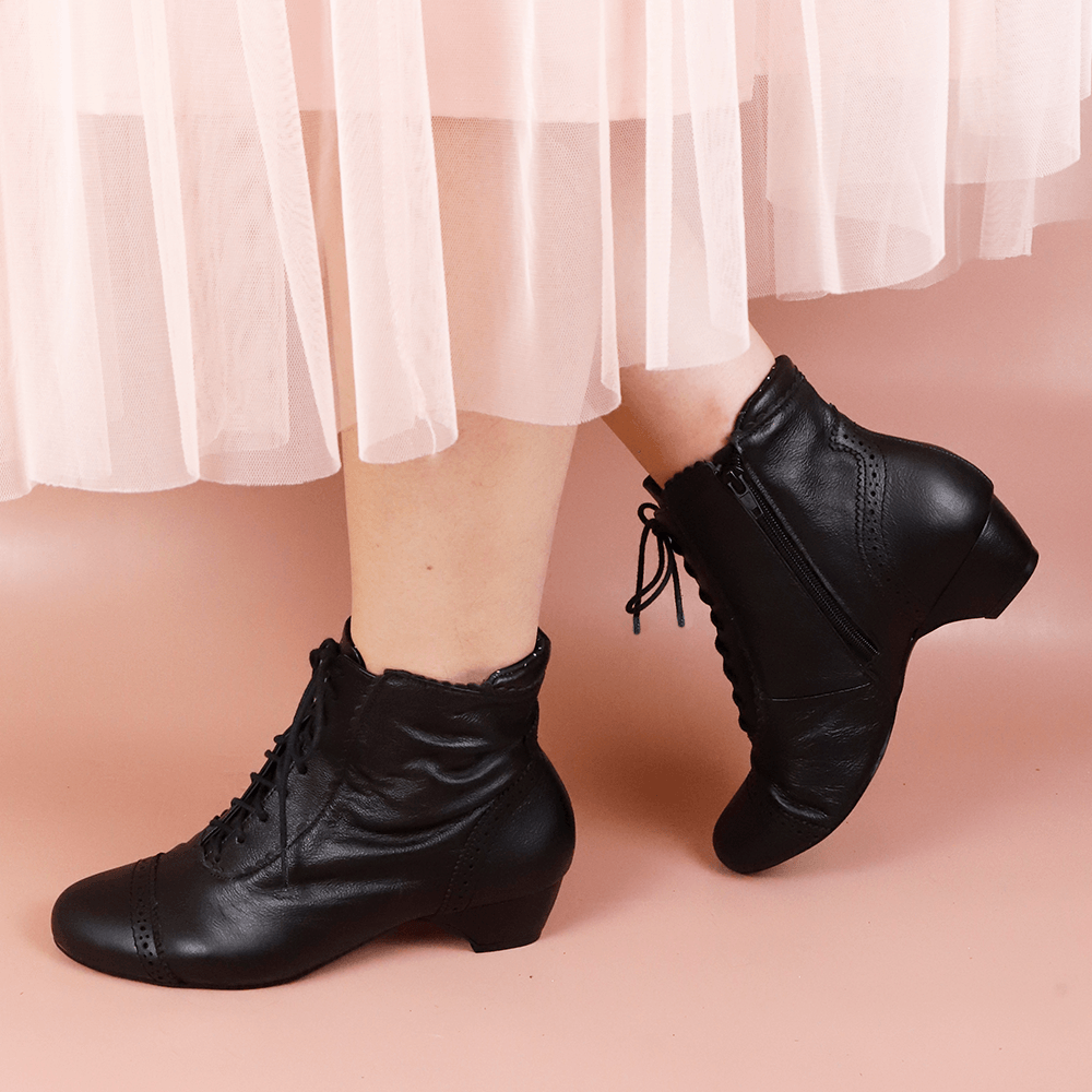 Ankle Boot Dance Daphne Couro Italiano Preto - Lolita Pimenta