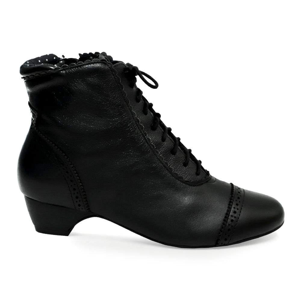 Ankle Boot Dance Daphne Couro Italiano Preto - Lolita Pimenta